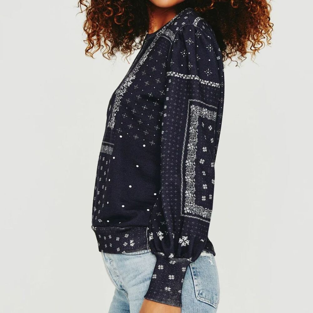 AG Jeans Hailey Sweatshirt – Bandana Deep Navy, Women’s Large (US 10) - Picture 4 of 6